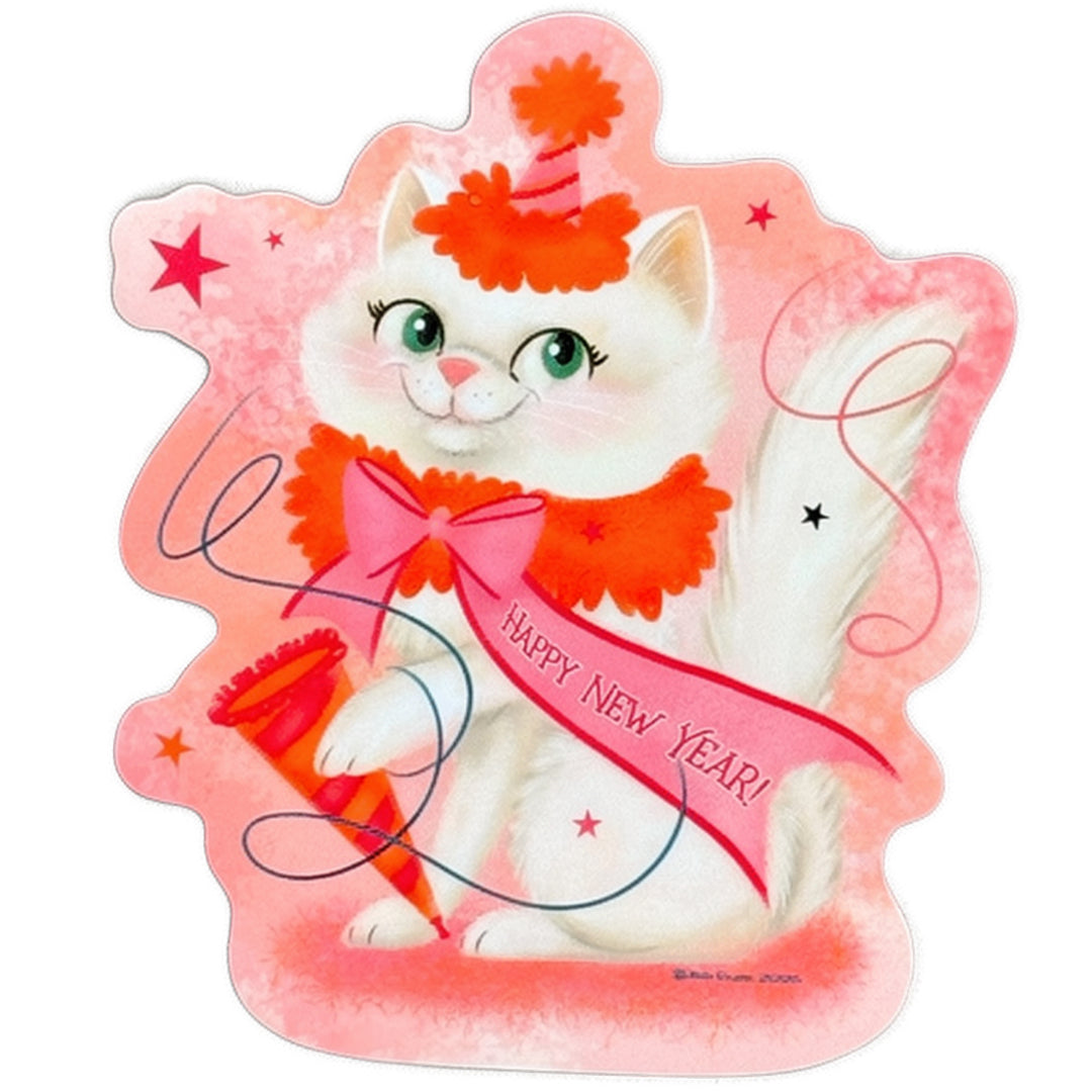 Retro Calendar Cat Sticker January