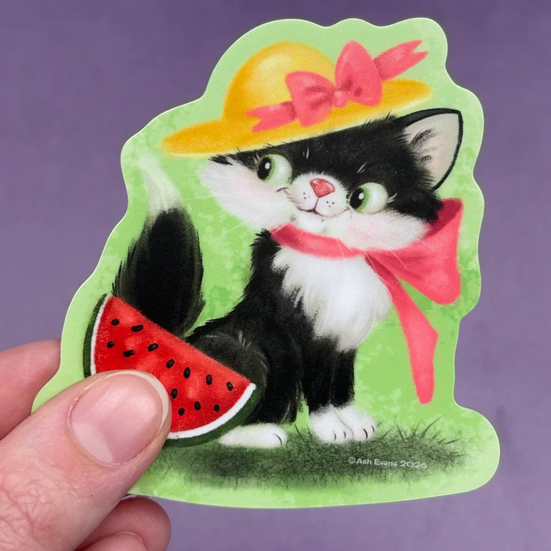 Retro Calendar Cat Sticker July