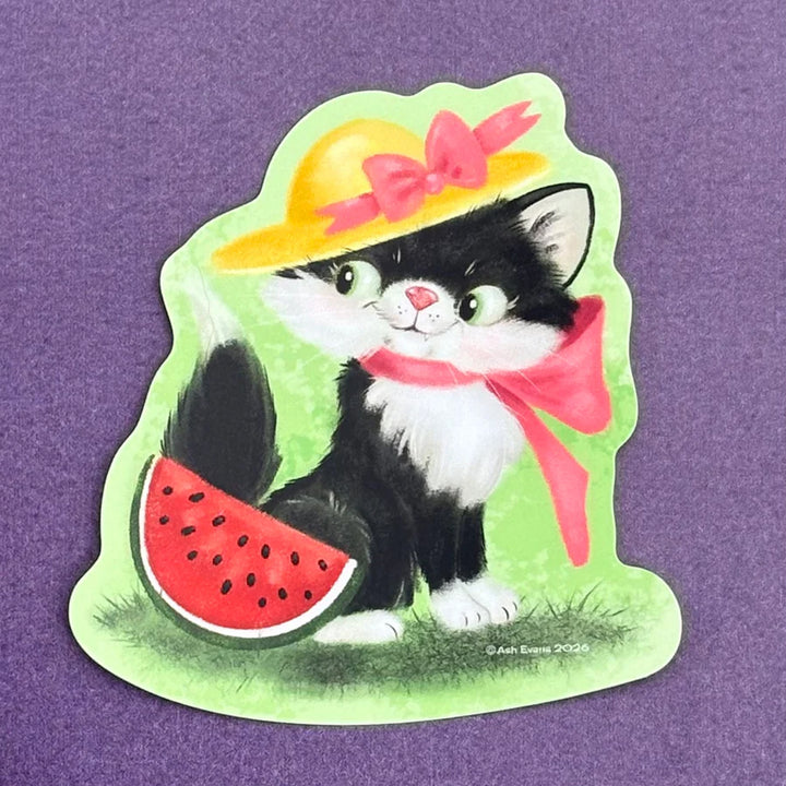 Retro Calendar Cat Sticker July