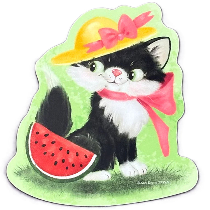 Retro Calendar Cat Sticker July