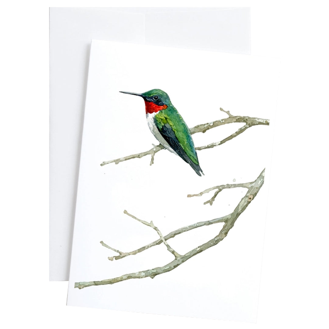 Ruby Throated Hummingbird Watercolor Art 5"x7" Notecard