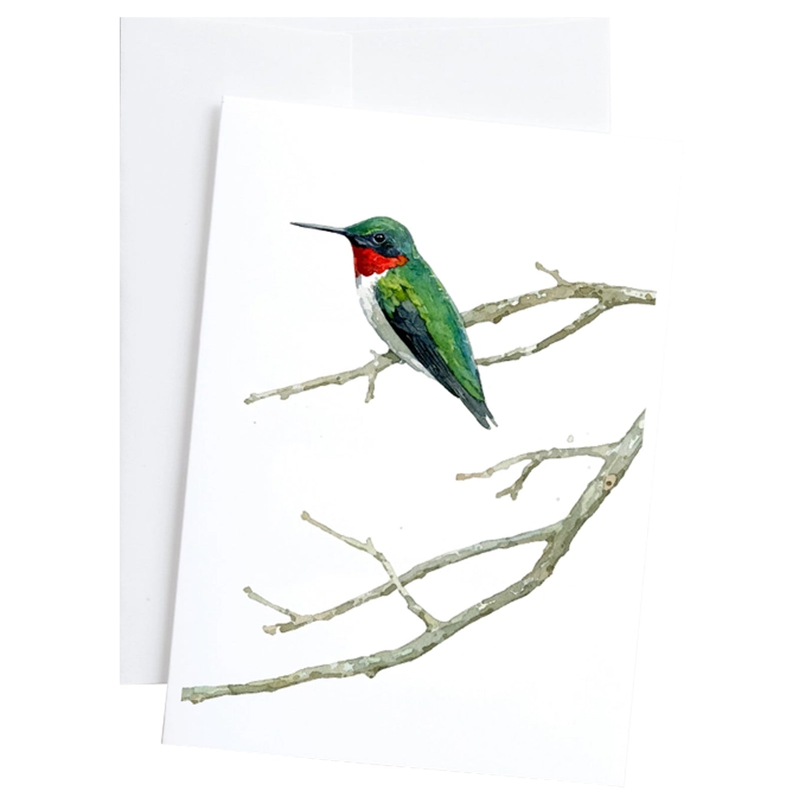Ruby Throated Hummingbird Watercolor Art 5"x7" Notecard