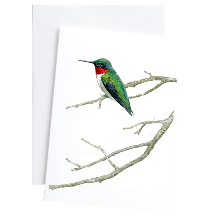 Ruby Throated Hummingbird Watercolor Art 5"x7" Notecard