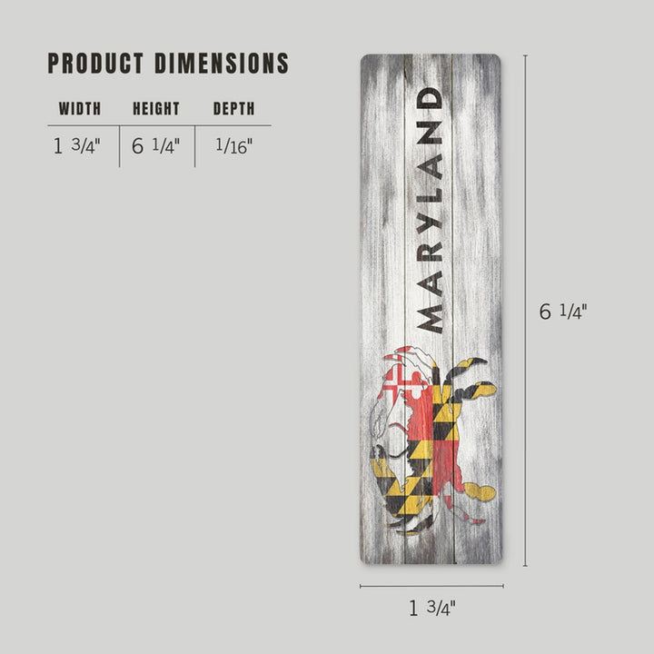 Maryland Rustic Crab Flag Metal Bookmark product dimensions.