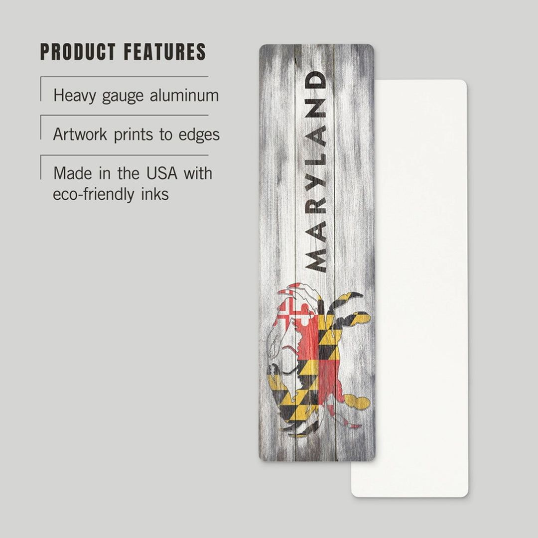 Maryland Rustic Crab Flag Metal Bookmark product features.