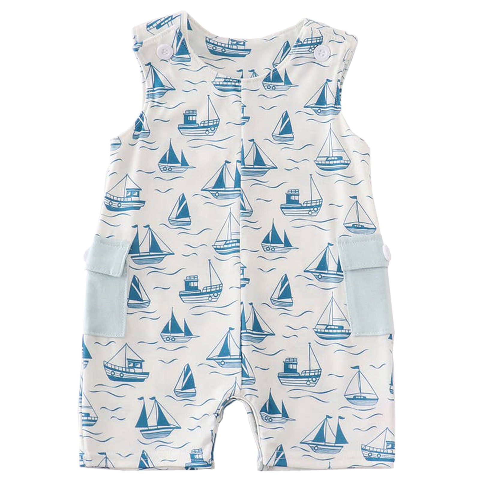 Sailboat Print Sleeveless Baby Romper