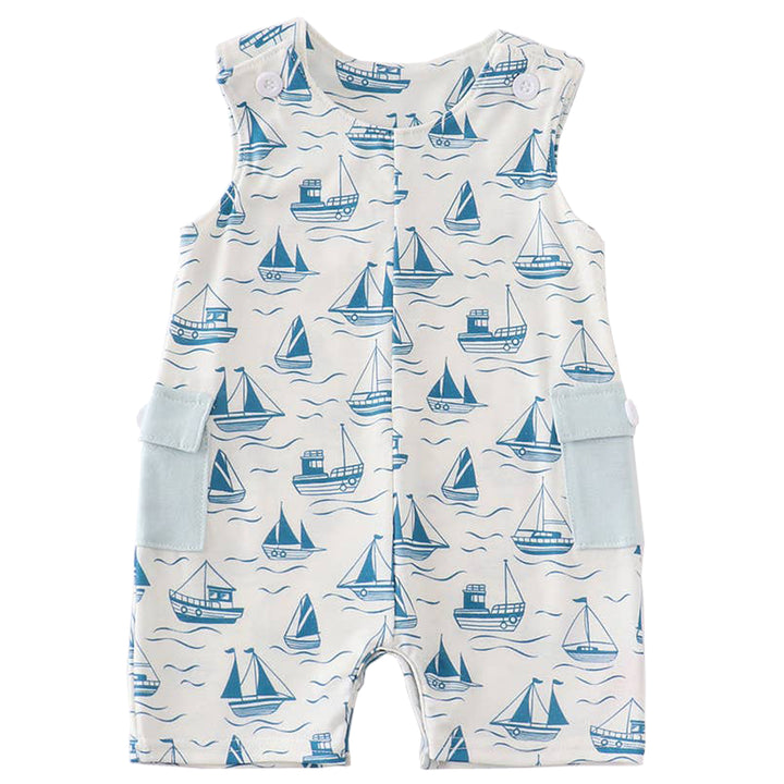 Sailboat Print Sleeveless Baby Romper