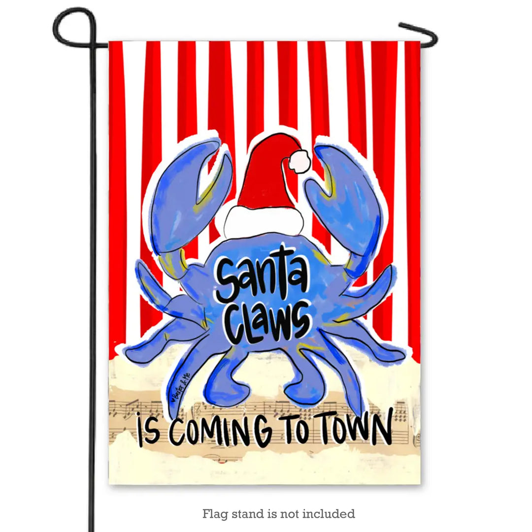 Santa Claws Is Coming To Town Blue Crab Garden Flag (stand not included)