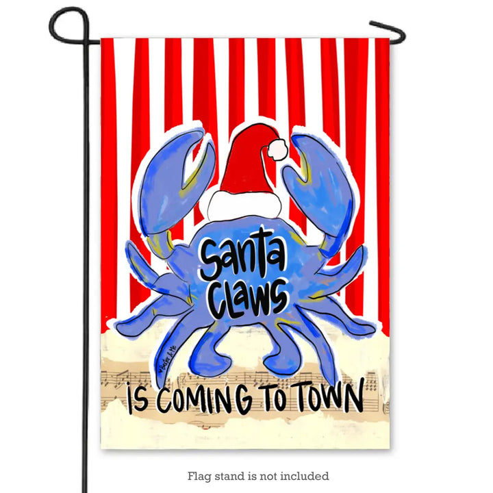 Santa Claws Is Coming To Town Blue Crab Garden Flag (stand not included)