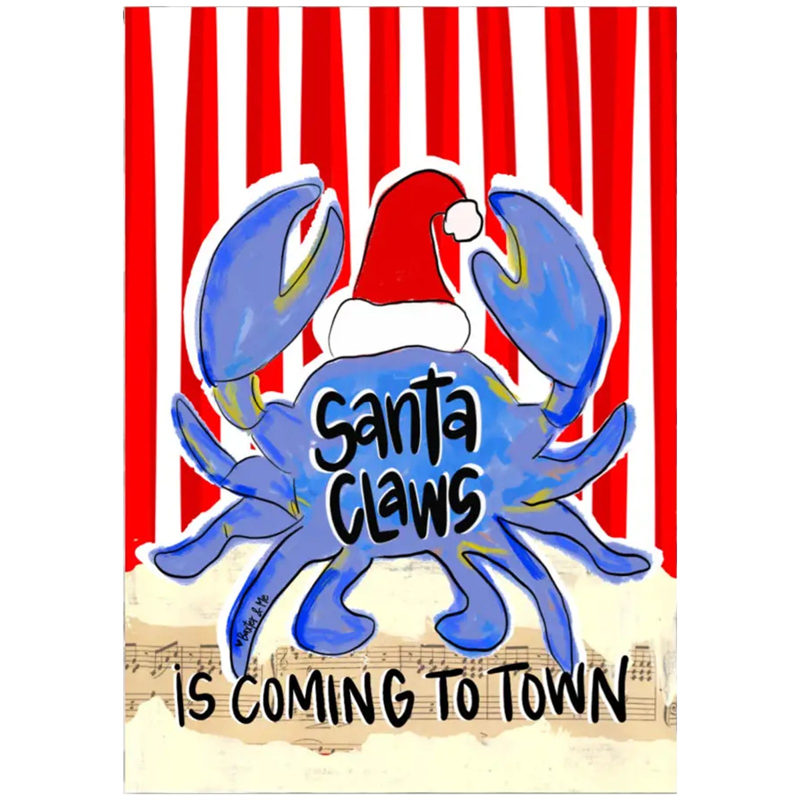 Santa Claws Is Coming To Town Blue Crab Garden Flag