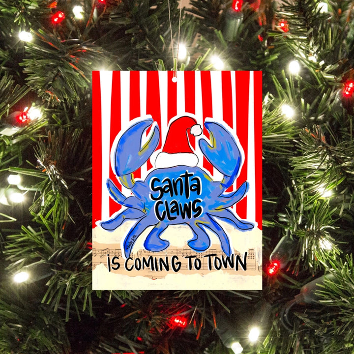 Santa Claws Is Coming To Town Blue Crab Ornament