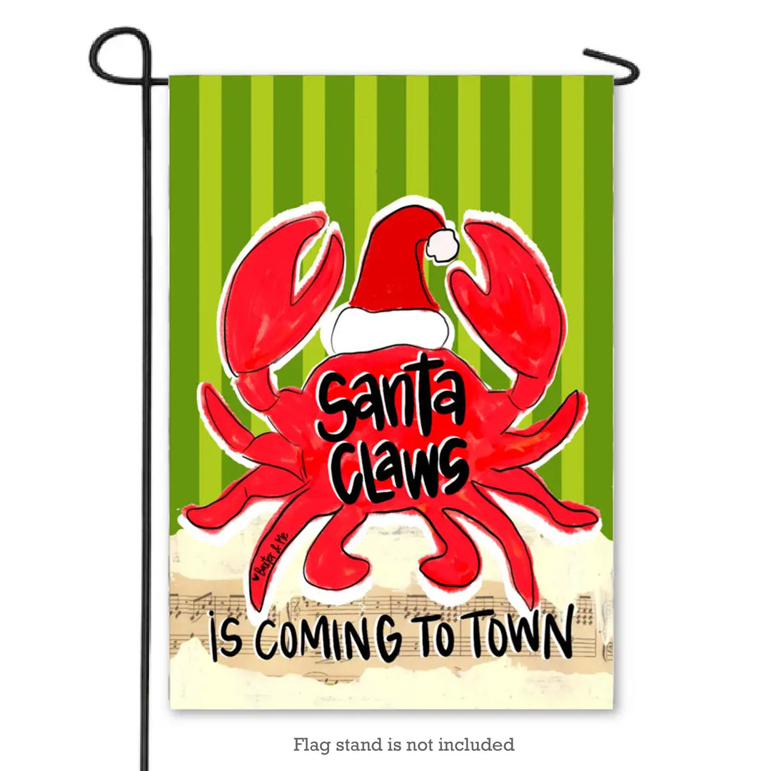 Santa Claws Is Coming To Town Red Crab Garden Flag