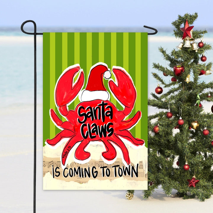 Santa Claws Is Coming To Town Red Crab Garden Flag