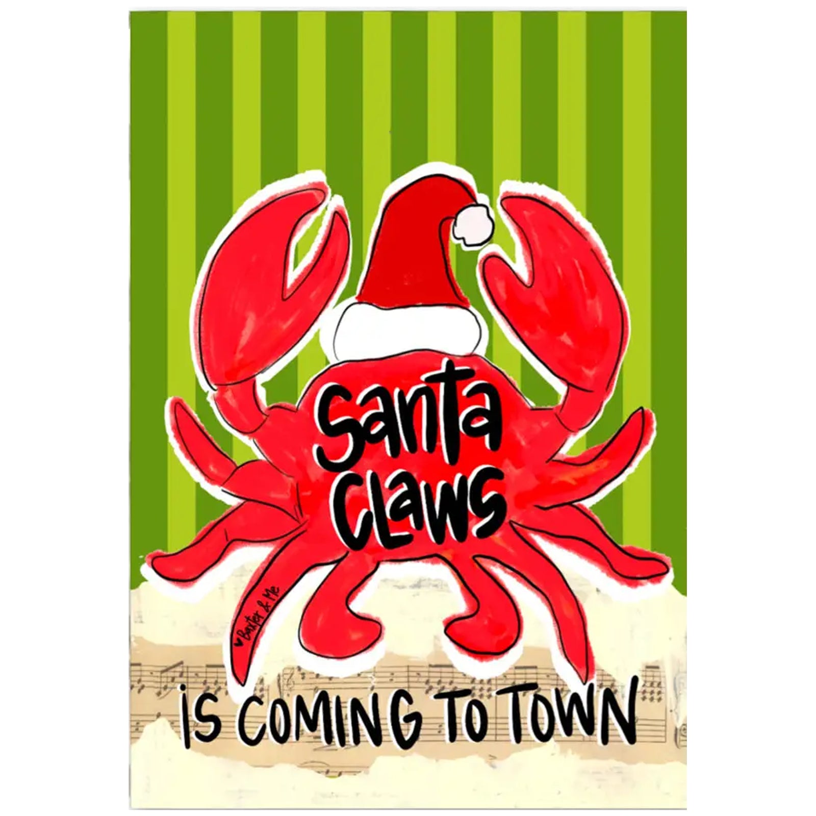 Santa Claws Is Coming To Town Red Crab Garden Flag