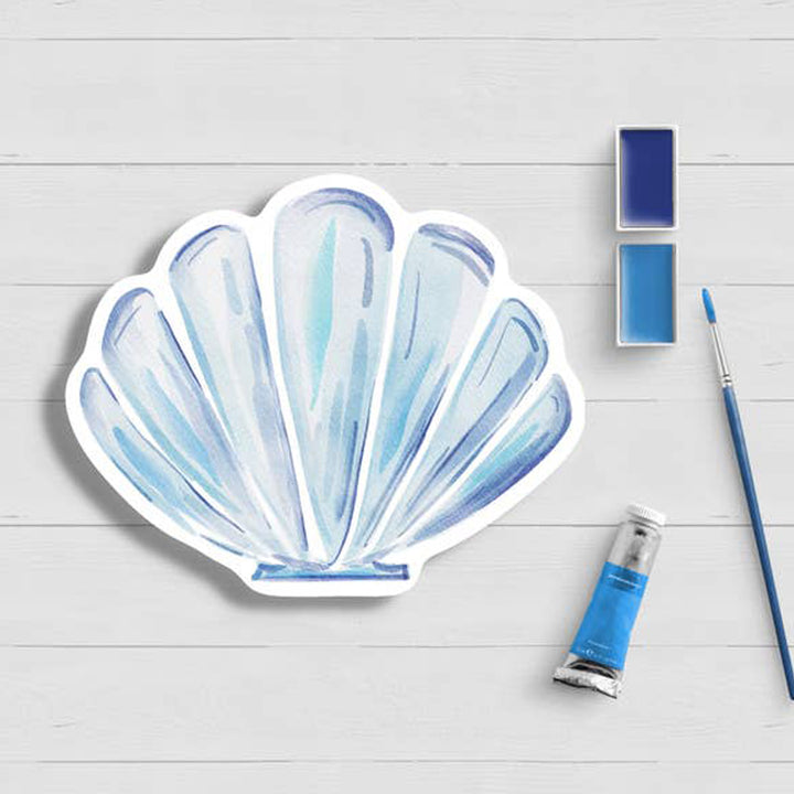 Scallop Seashell Watercolor Vinyl Sticker Scene