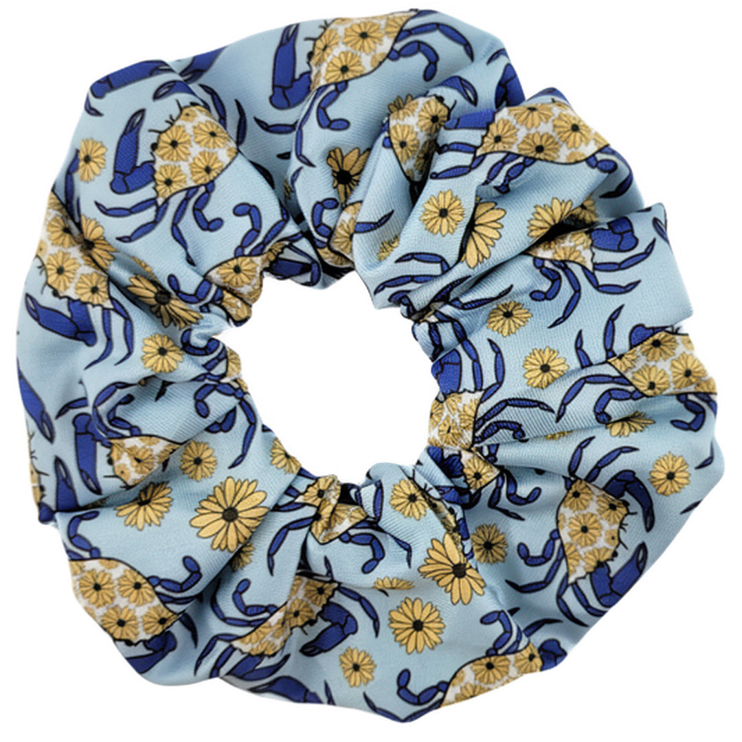 Maryland Blue Crab and Flowers Hair Scrunchie