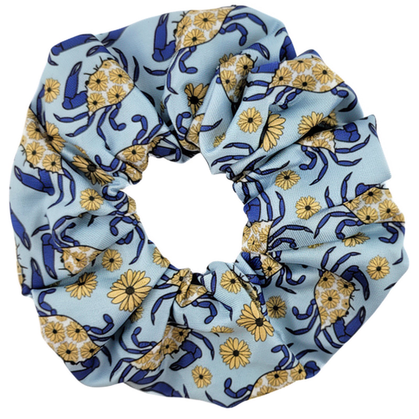 Maryland Blue Crab and Flowers Hair Scrunchie