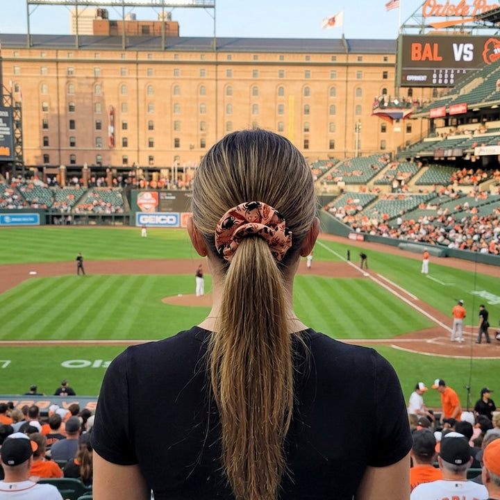 Maryland Oriole, Crabs and Baseball Hair Scrunchie model