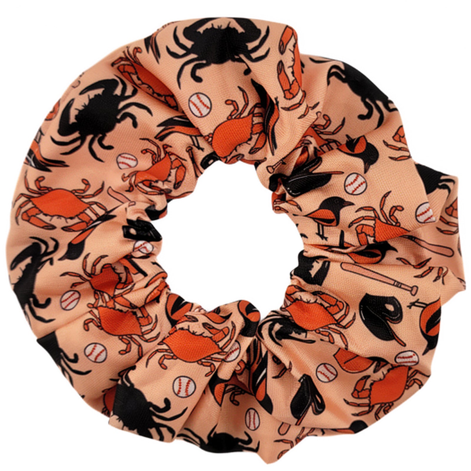 Maryland Oriole, Crabs and Baseball Hair Scrunchie
