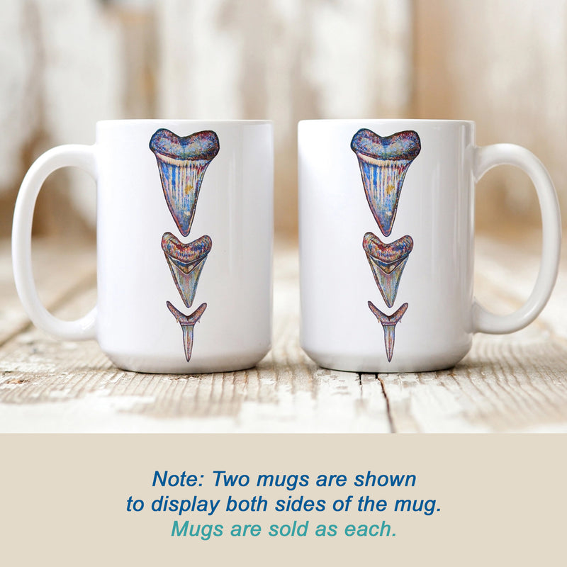 Three Shark Teeth Watercolor Art Mug