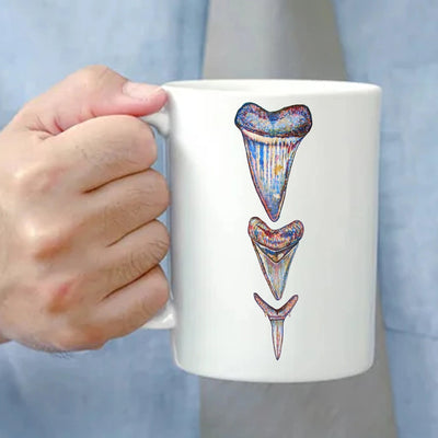 Three Shark Teeth Watercolor Art Mug