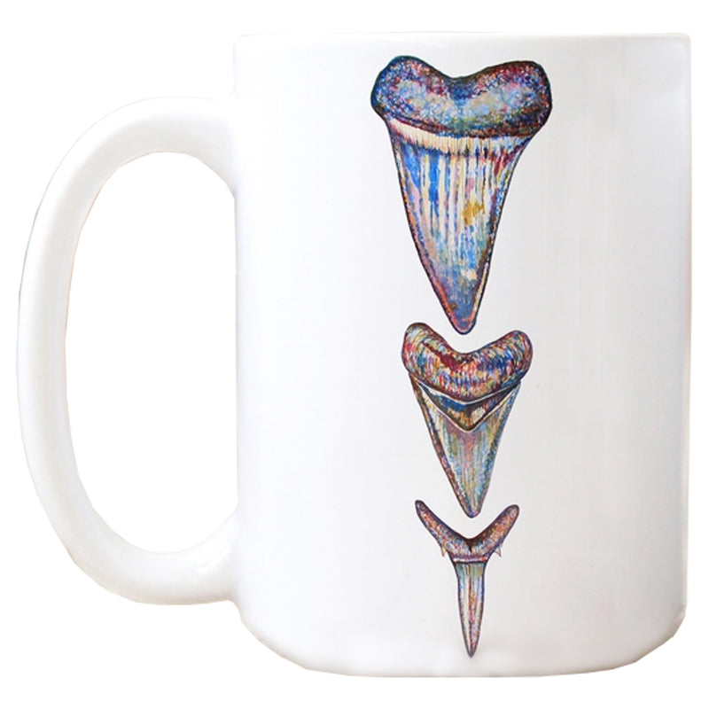 Three Shark Teeth Watercolor Art Mug