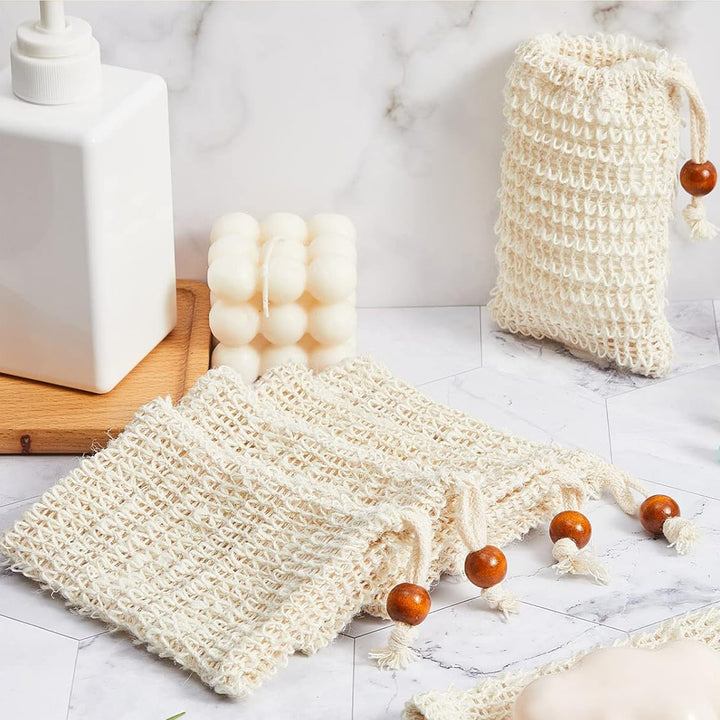 Natural Sisal Soap Bag Scene