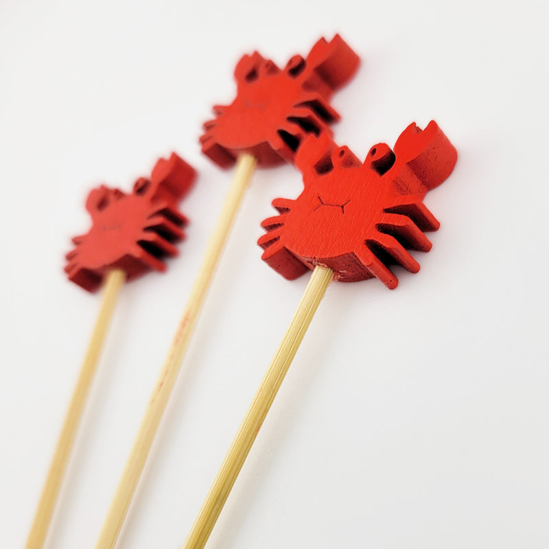 Smiling Red Crab Cocktail Picks (side view)