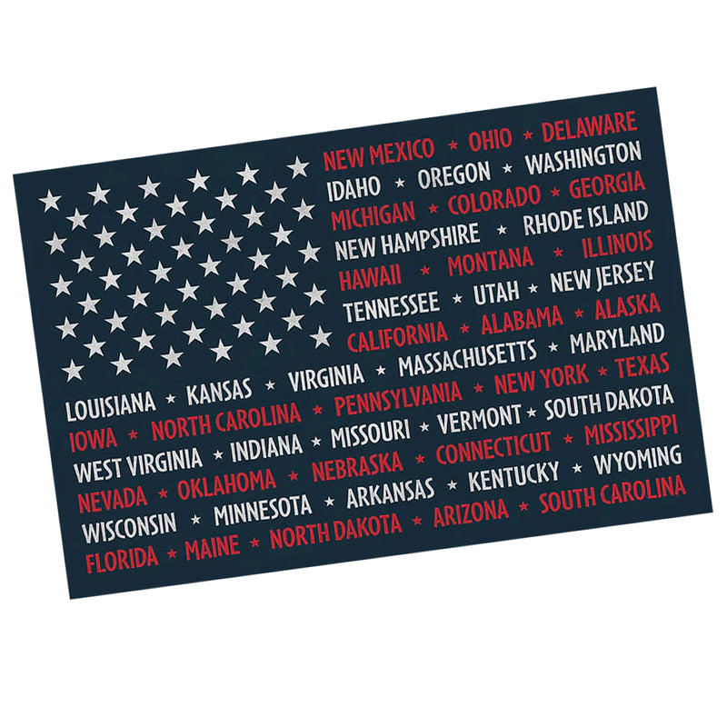 Postcard - State Names USA Flag Style Design