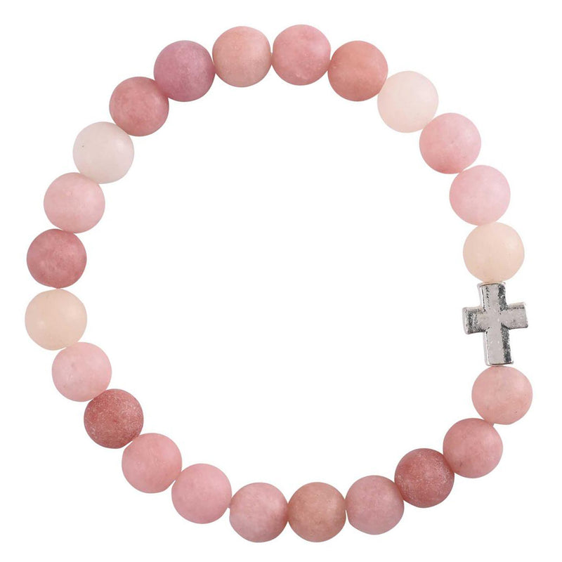 Bead Stretch Bracelet with Cross - Red Adventurine Stone