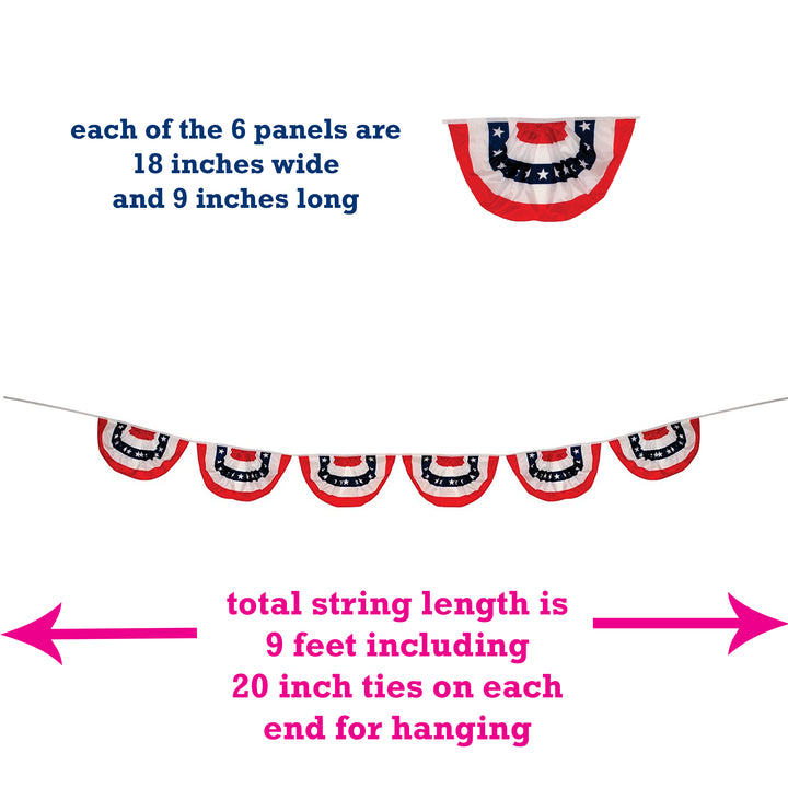 American Flag String Bunting 6 Panels 9&