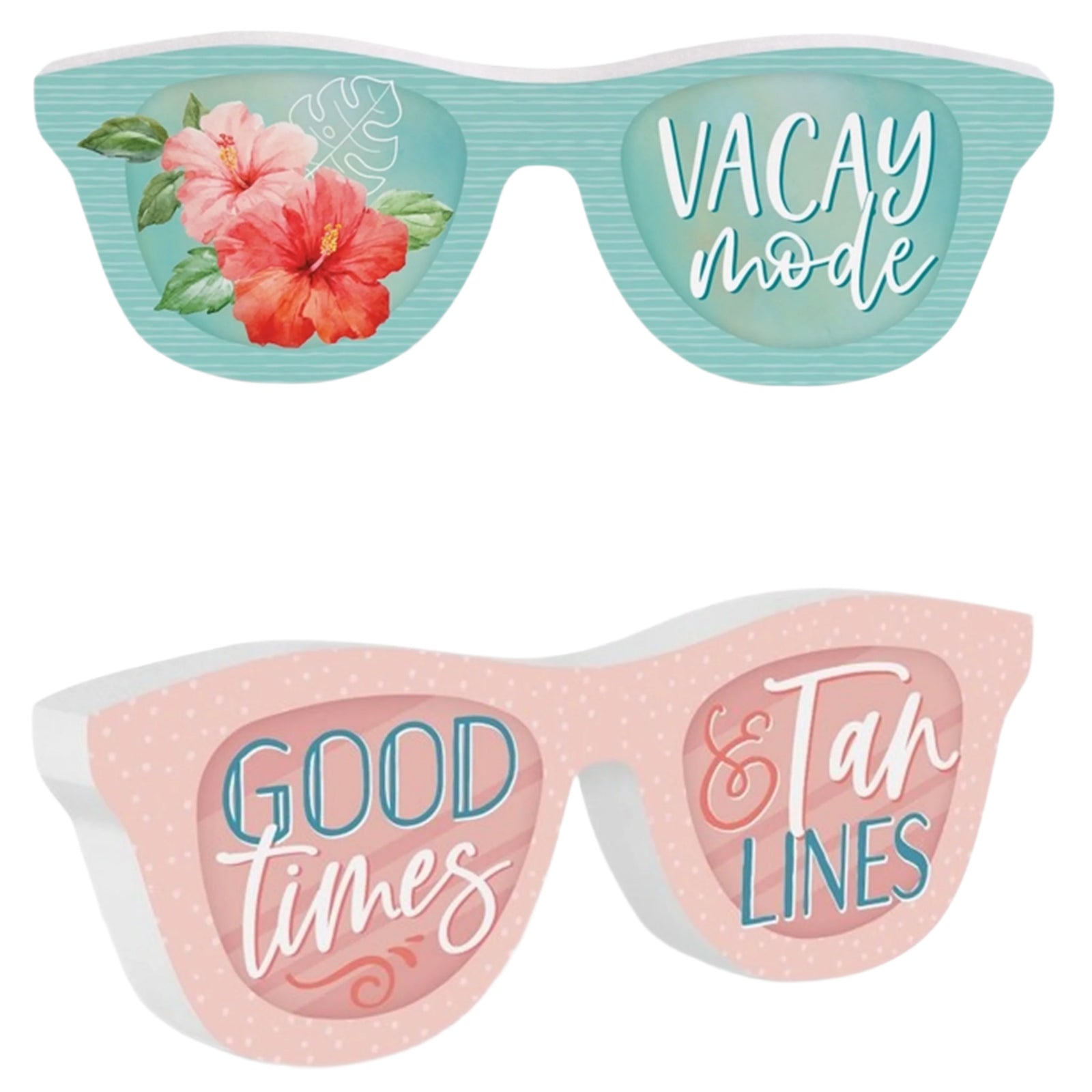 Sunglasses Shaped Tabletop Wood Block Sign - Assorted