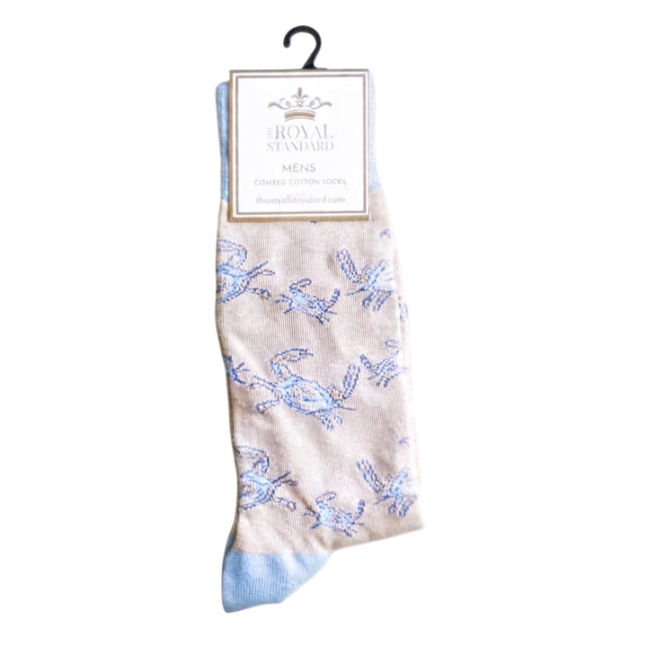 Light Blue Crab Tan Crew Socks