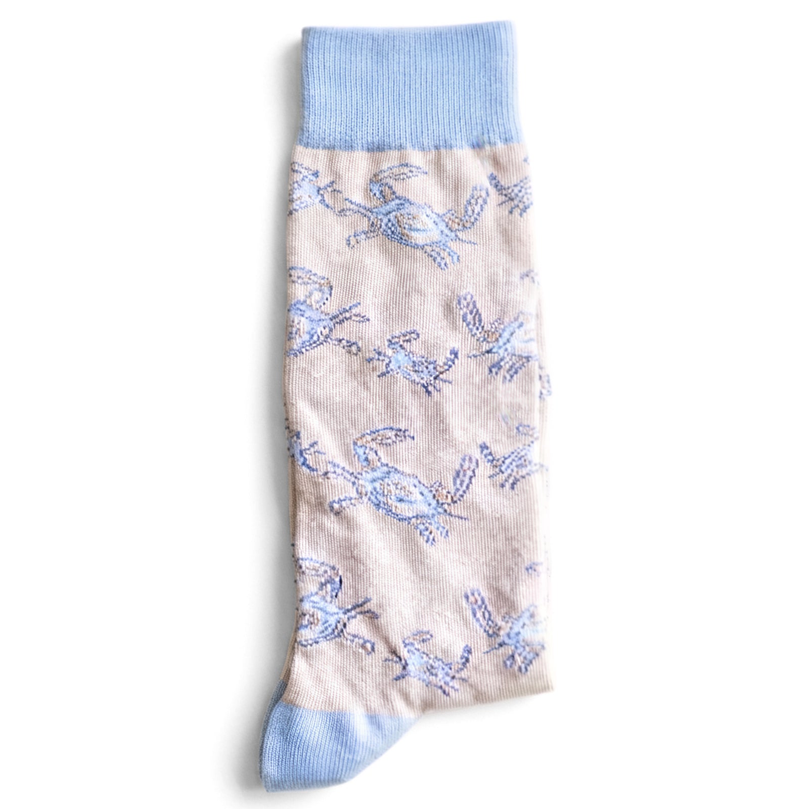 Light Blue Crab Tan Crew Socks