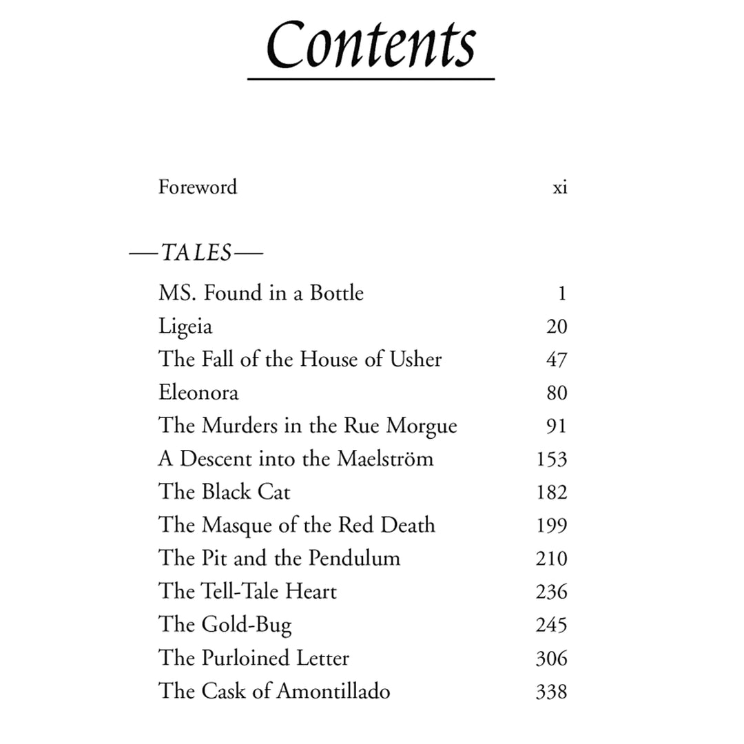 The Raven and Other Writings Book by Edgar Allan Poe Contents