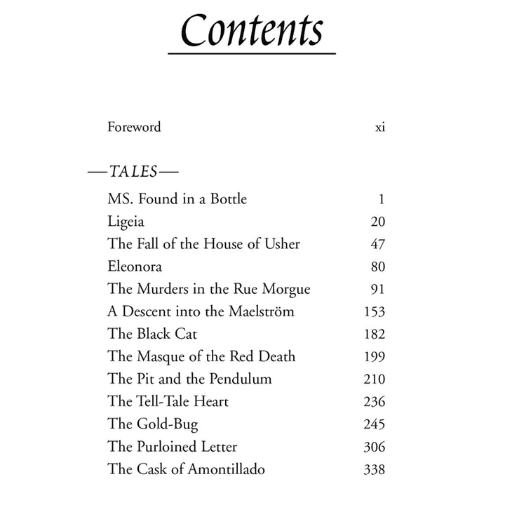 The Raven and Other Writings Book by Edgar Allan Poe Contents