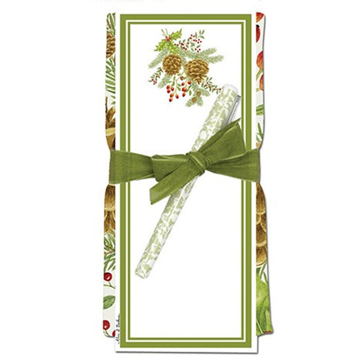 Towel, Notepad, Pen Set - Holiday Pinecones