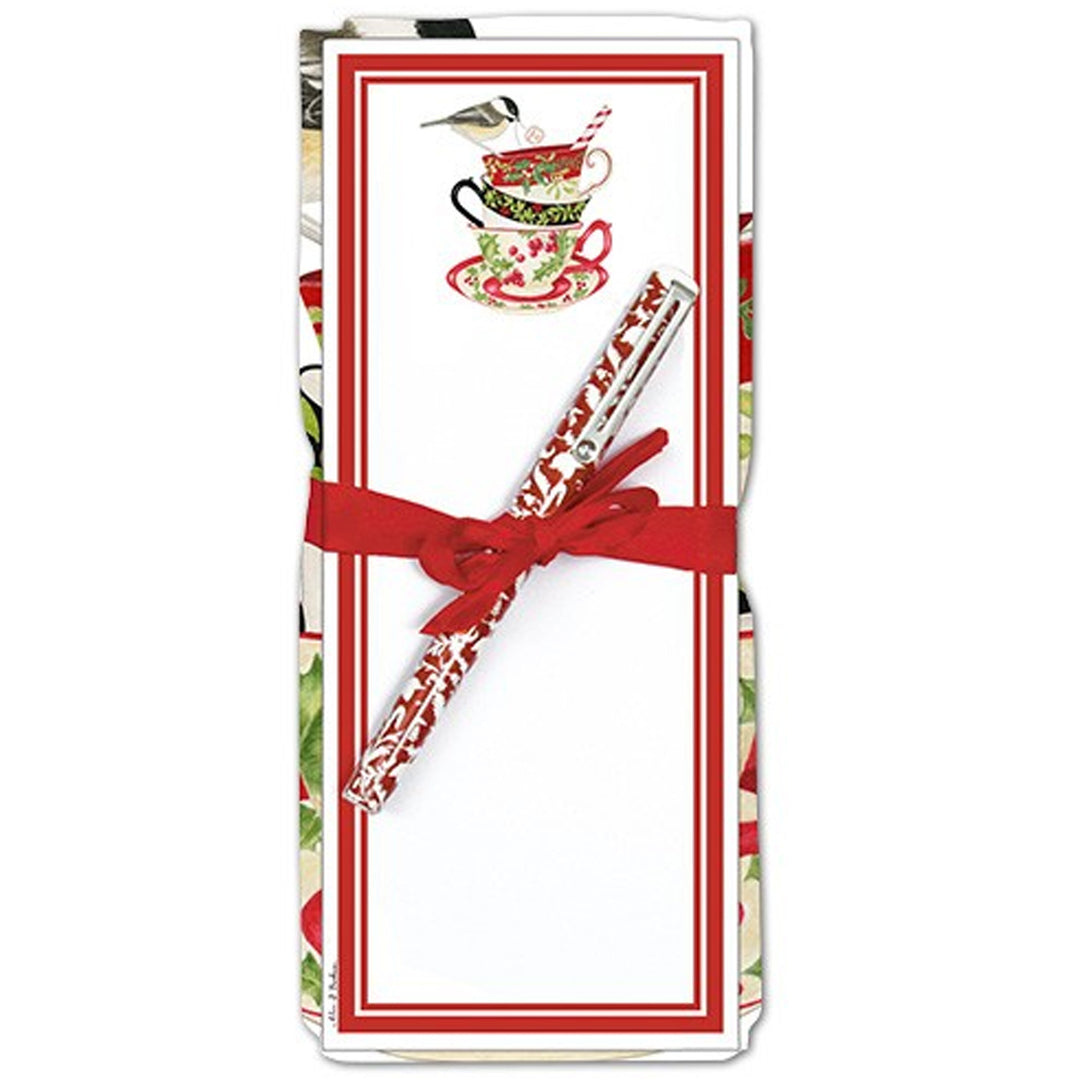 Towel, Notepad, Pen Set - Holiday Teacups