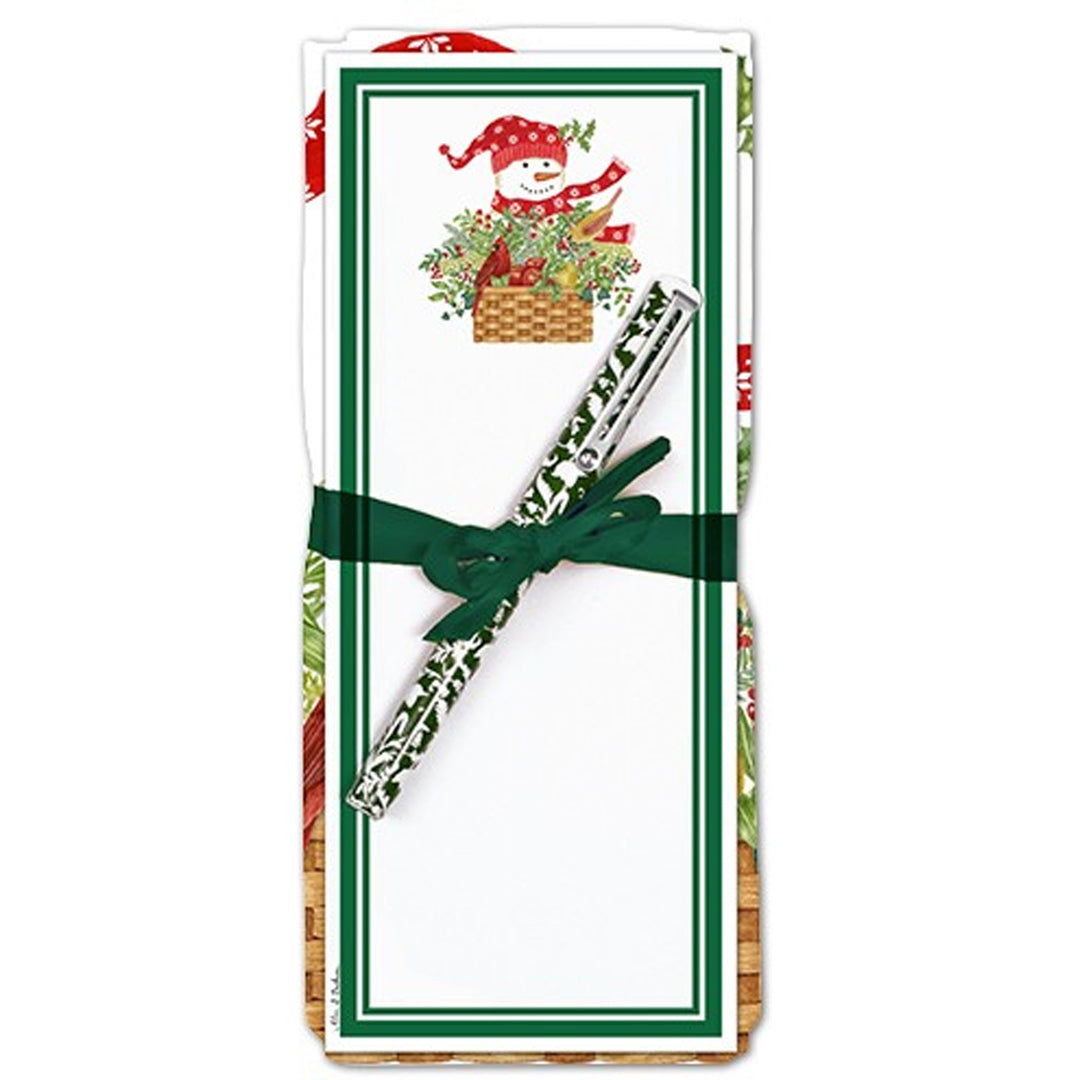 Towel, Notepad, Pen Set - Snowman Basket