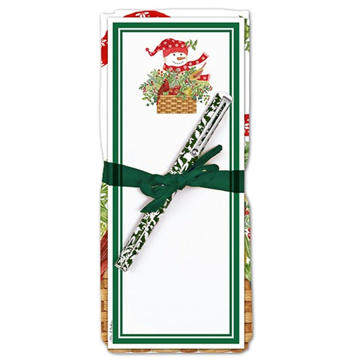 Towel, Notepad, Pen Set - Snowman Basket