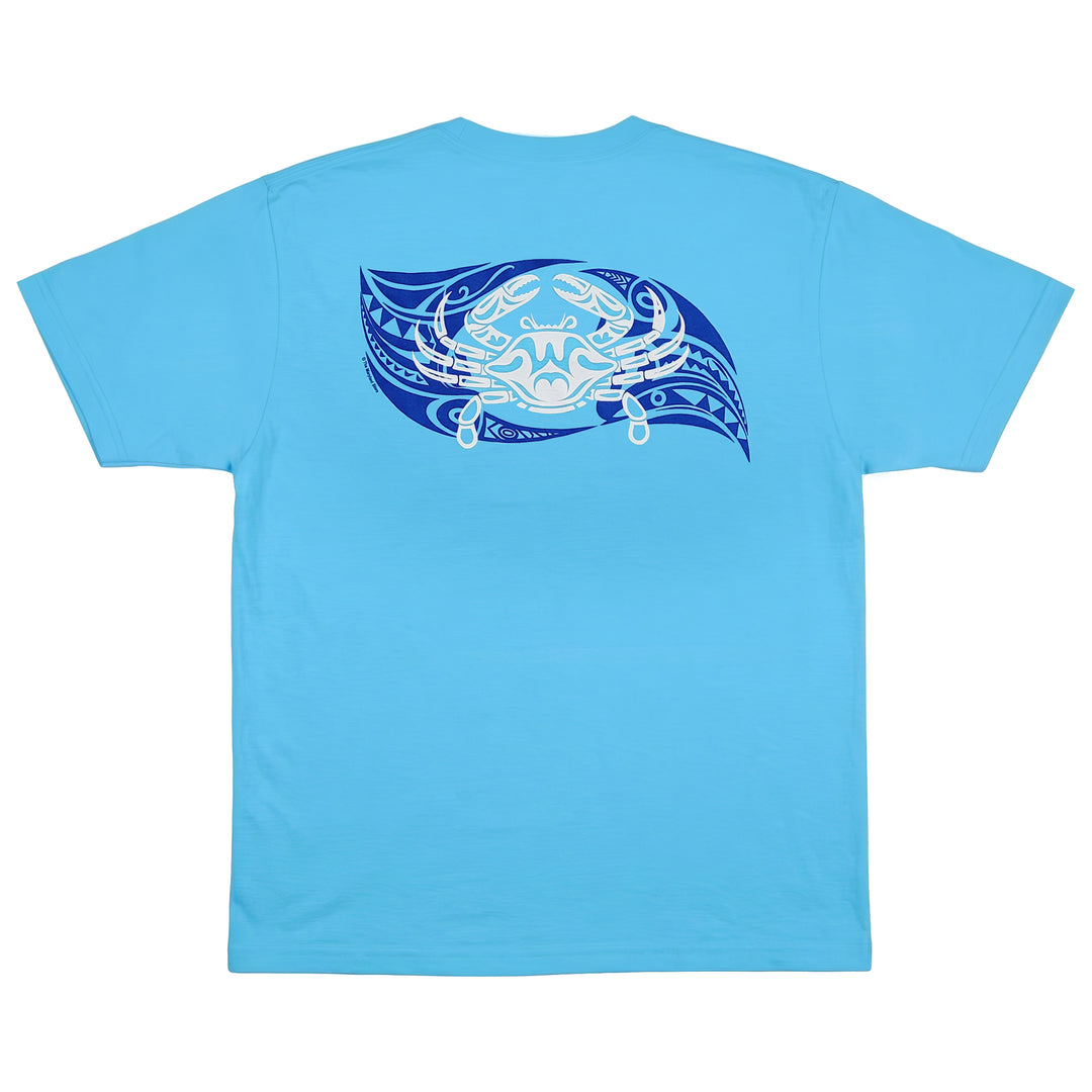 tribal tattoo crab design blue t-shirt back