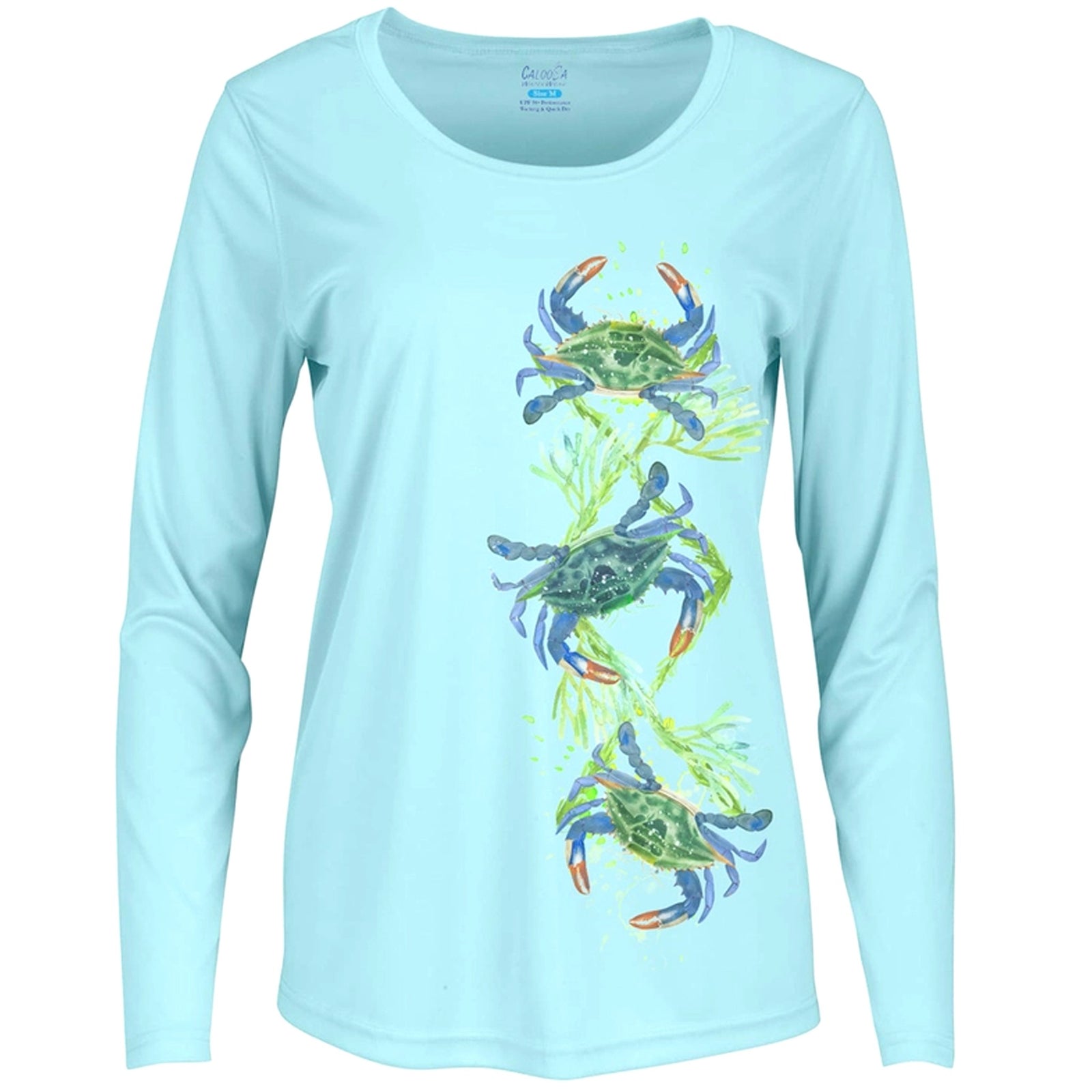Triple Blue Crabs Women's Long Sleeve UPF Performance Shirt