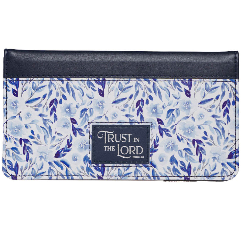 Checkbook Cover - 17 - Trust In The Lord - Prov. 3:5 (blue floral)