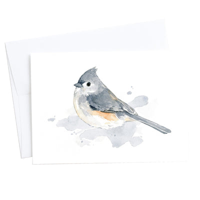 Tufted Titmouse Watercolor Art 5"x7" Notecard