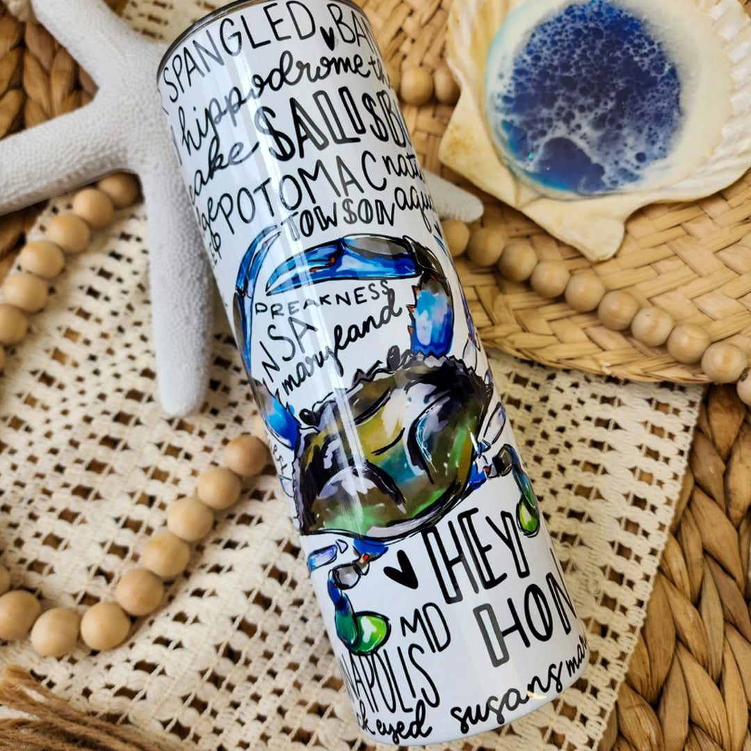 Maryland Themed 20oz Skinny Tumbler - Blue Crab Maryland Things