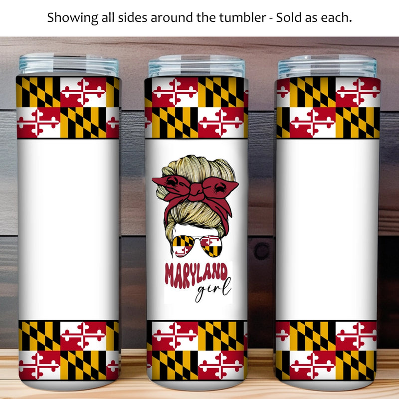 Maryland Themed 20oz Skinny Tumbler - Maryland Girl Blond Hair