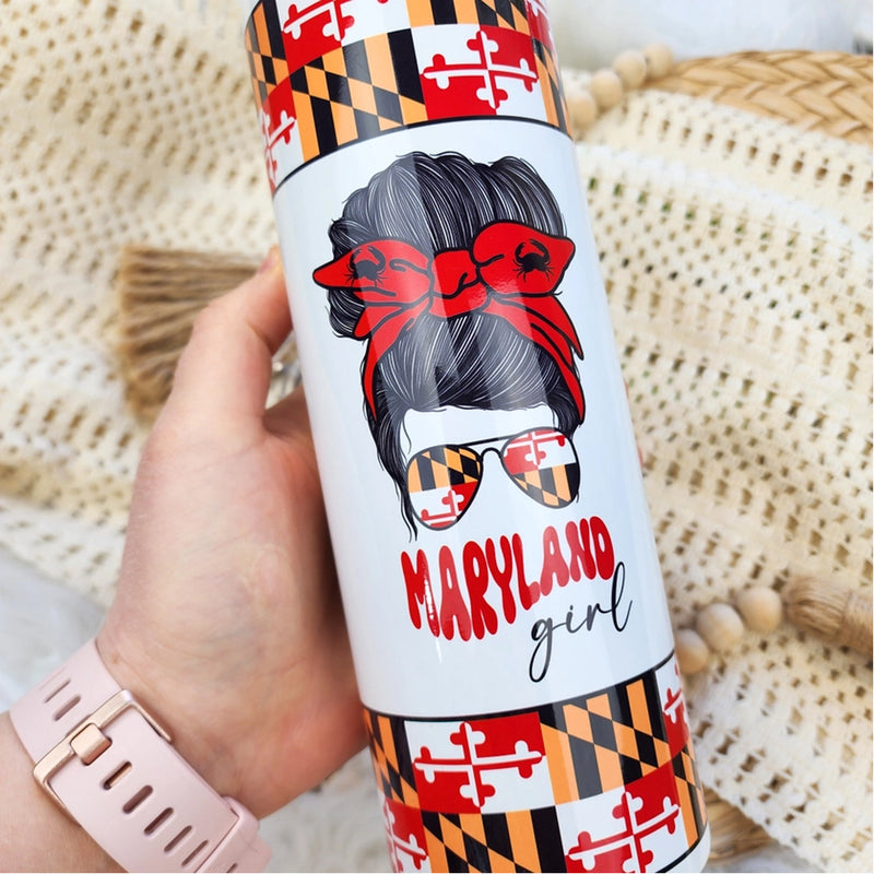 Maryland Themed 20oz Skinny Tumbler - Maryland Girl