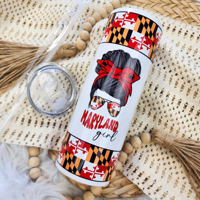 Maryland Themed 20oz Skinny Tumbler - Maryland Girl