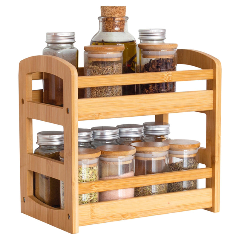 Two Tier Shelf Caddy Bamboo - Scene with Spices
