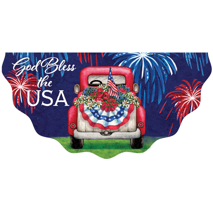 Vinyl Bunting Flag Patriotic Truck God Bless the USA